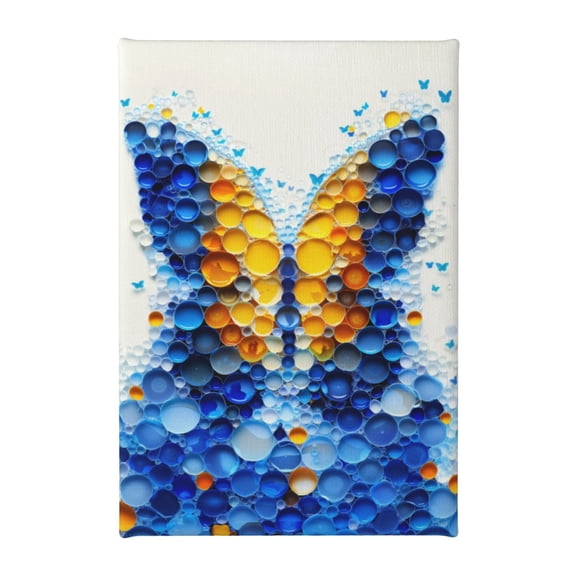 8x12 inch Oil Paintings On Canvas Blue Butterfly Bottle Cap Painting,Classic Office,Study,Bedroom Wall Art Prints Decor,Exquisite Blue Butterfly Bottle Cap Painting Modern Style Oil Painting