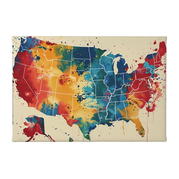 8x12 inch Oil Paintings On Canvas Colorful Map Of America,Home Room Decor Study Accessory,Modern Style Colorful Map Of America Decorative Painting,Gift For Patriot,Living Room,Bedroom,Campus