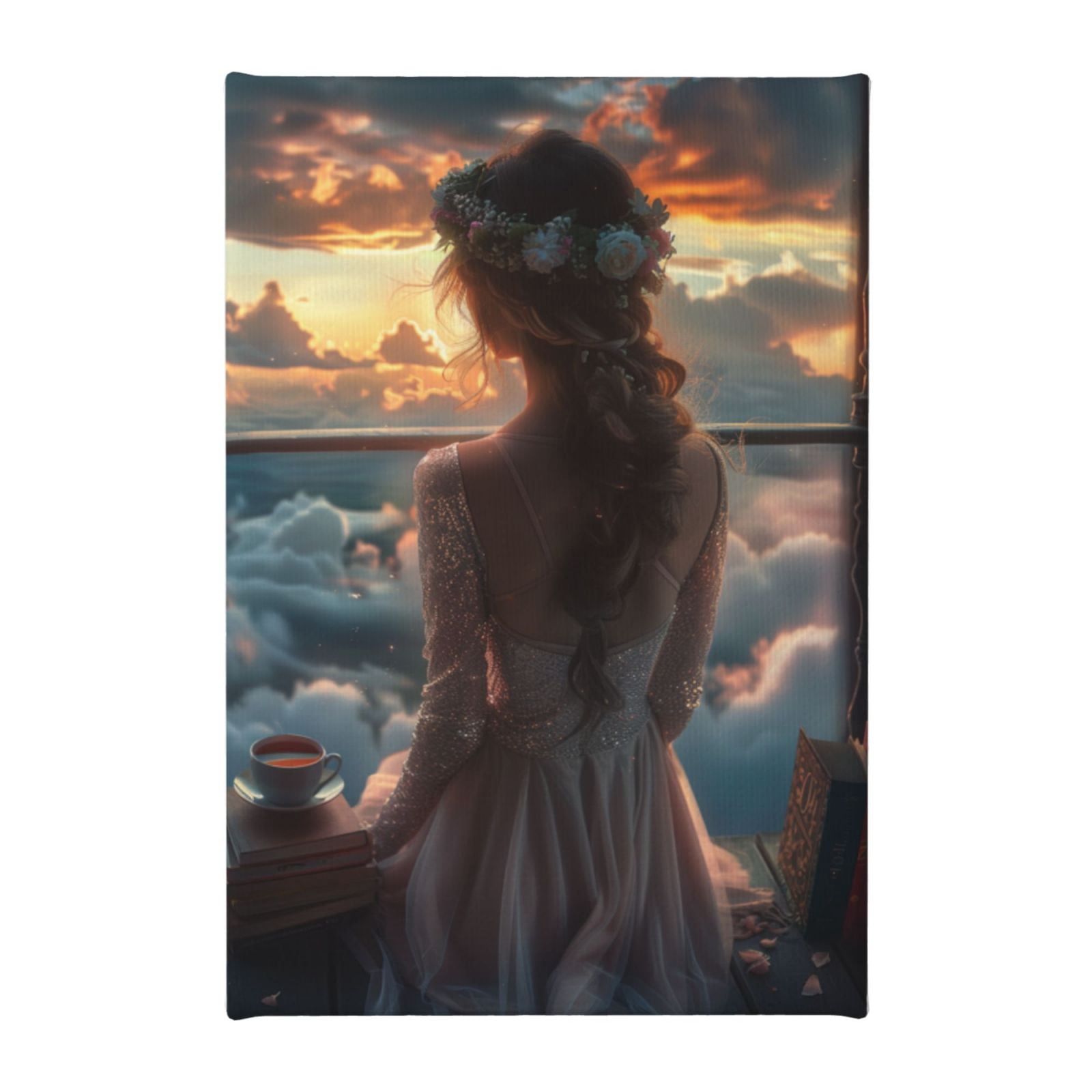 Woman With Iris By William Bouguereau - Oil Painting Canvas Print Wall Art 24x32"