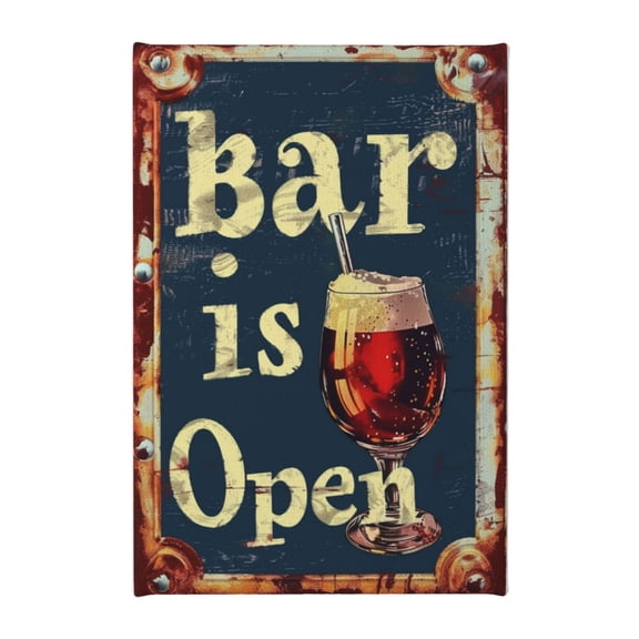 8x12 inch Oil Paintings On Canvas Beer 'Bar Is Open' Slogan,Indoor Outdoor Bar,Tavern Wall Decor Art Prints,Gift For Bar Lovers,Modern Style Beer Vintage Decor Canvas Painting,For Man Cave