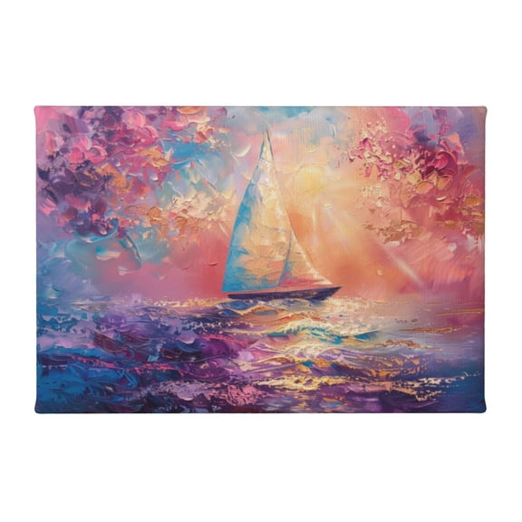 8x12 inch Oil Paintings On Canvas Sailboats & Setting Sun Bathroom Wall Decor,Apartment Living Room,Bathroom,Studio Wall Decor Painting Poster,Enchanting Sailboats & Setting Sun Decor Prints