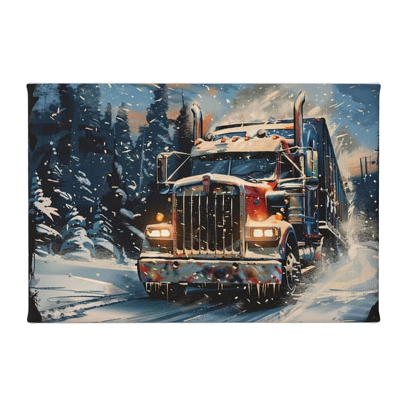 8x12 inch Oil Paintings On Canvas Truck Driving In Winter,Indoor Home Bedroom,Garage,Man Cave,Cafe Decorative Painting,Classic Truck Driving In Winter Modern Art Poster Prints,For Bar,Hotels