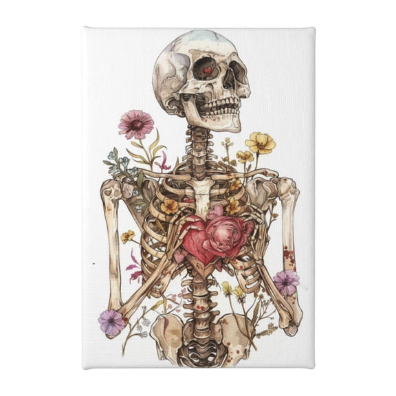 8x12 inch Oil Paintings Wall Art Skeletons & Flowers Yard Wall Decor,Yard Garden Fence Decor Accessory,Modern Art Skeletons & Flowers Painting Canvas,For Man Cave,Florists,Cafes,Garage Decor