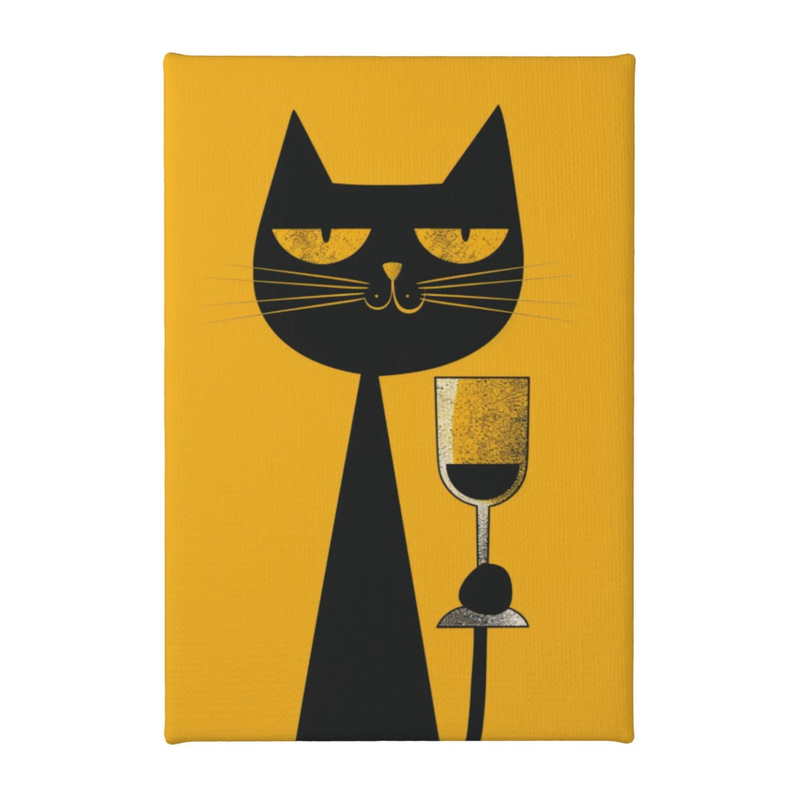 8x12 inch Paintings On Canvas Cats And Wine Glasses,Home Room Decor Kitchen Accessory,Funny Cats And Wine Glasses Modern Style Canvas Painting,Gift For Cat & Wine Lovers,For Bedroom,Bar,Door