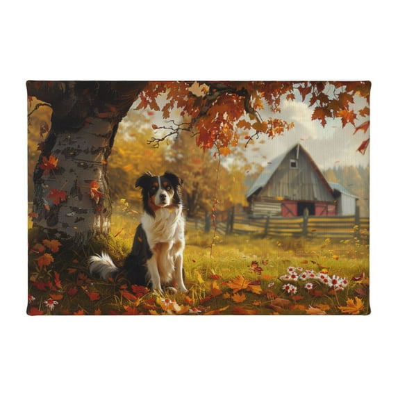 8x12 inch Paintings Canvas Dog Under The Red Maple Tree Yard Decor,Home Yard Garden Door Decor Accessory,Vintage Children'S Room,Office,Lounge Wall Decor Art Prints,Gift For Dog & Tree Lover