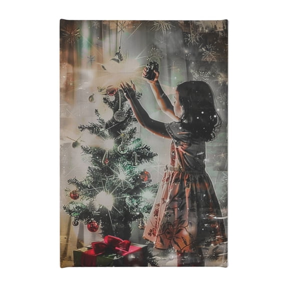 8x12 inch Paintings On Canvas Little Girl Decorating Christmas Tree,Home Decor Children'S Room Accessory,Living Room,Study,Yard Wall Decorative Painting&nbsp;Prints,For Children Gift,Bar,Bedroom