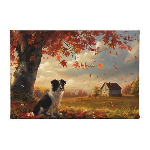 8x12 inch Paintings Canvas Wall Art Dog Under The Red Maple Tree,Rustic Yard Garden Decor Accessory,Vintage Home Children'S Room,Bedroom,Studio Wall Art Decoration Canvas Painting Gifts