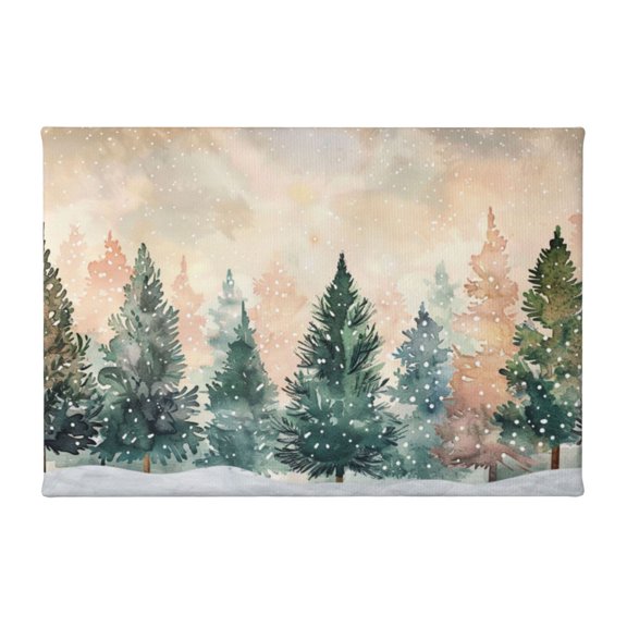 8x12 inch Paintings On Canvas Watercolor Christmas Tree,Farmhouse Yard Fence,Bedroom,Office,Restaurant Decor Wall Art Prints,Gifts For Tree Lovers,Classic Christmas Tree Modern Art Painting