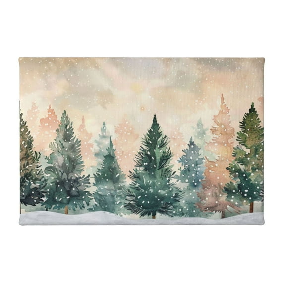 8x12 inch Paintings On Canvas Watercolor Christmas Tree,Farmhouse Yard Fence,Bedroom,Office,Restaurant Decor Wall Art Prints,Gifts For Tree Lovers,Classic Christmas Tree Modern Art Painting