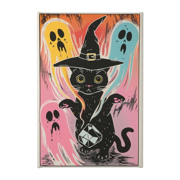 8x12 inch Phantom & Cat Canvas Frameless Painting,Man Cave,Cat'S Nest,Lounge,Bar Decor Wall Art Canvas Poster,Funny Festival Decoration,Gift For Cat Enthusiast,Retro Phantom & Cat Paintings