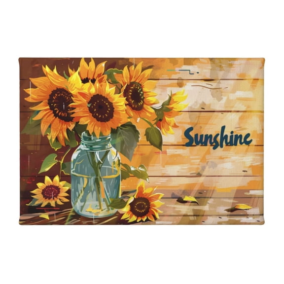 8x12 inch Picture Canvas 'Sunshine' Slogan Sunflower Vase Home Decor Poster,Garden Yard Decor Accessory,Rustic Garden,Bedroom,Office,Kitchen Wall Decor Art Prints,For Flower Enthusiast Gift