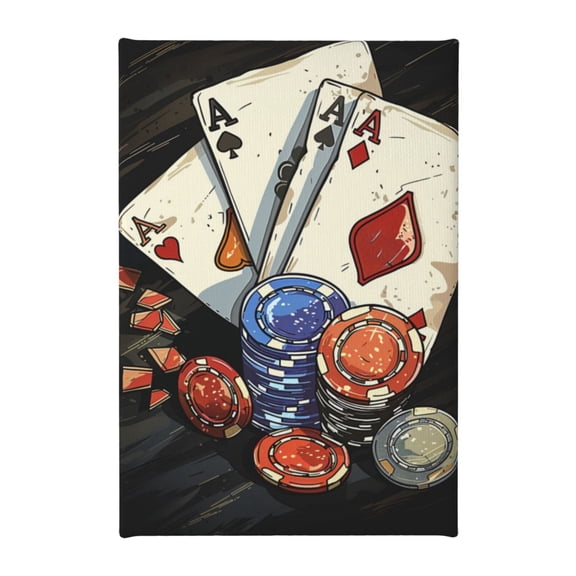 8x12 inch Poker Room Decorative Painting Canvas Poker Chips,Classic Poker Room Decor Accessory,Home Bathroom,Game Room,Man Cave,Bar Wall Art Decoration Paintings Prints,Chic Gift For Gambler