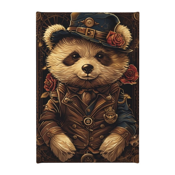 8x12 inch Rose Steampunk Bear Wall Art Painting,Cafes,Man Cave,Club,Garage Decor Wall Art Paintings,Funny Rose Steampunk Bear Oil Paintings On Canvas,For Rose & Bear Lover Gift,Bedroom,Yard