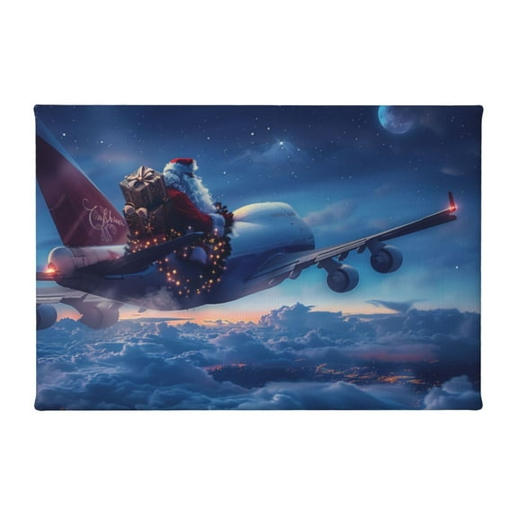 8x12 inch Santa Claus On The Airplane Canvas Hanging Picture,Club,Garage,Man Cave,Living Room Wall Decor Art Poster Prints,Funny Santa Claus Modern Style Oil Paintings On Canvas,For Cafe,Bar