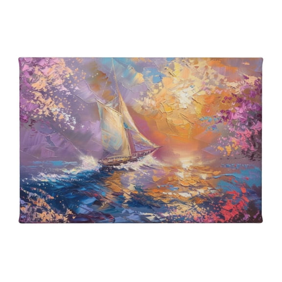 8x12 inch Sea Sailboats & Setting Sun Canvas Hanging Picture,Room Decor For Men,Home Living Room,Bathroom,Bedroom Wall Art Prints Decor Poster,Gift For Sailing Lovers,For Cafes,Tavern,Hotels