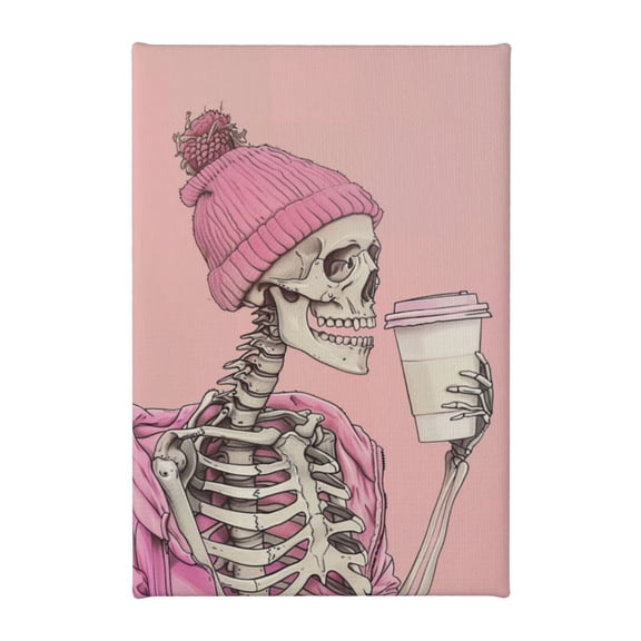 8x12 inch Skull Drinking Beverages Oil Paintings On Canvas,Kitchen,Bar,Restaurant,Cafes Wall Art Decor Posters Prints,Enchanting Skull Drinking Beverages Decor Canvas Painting,For Man Cave