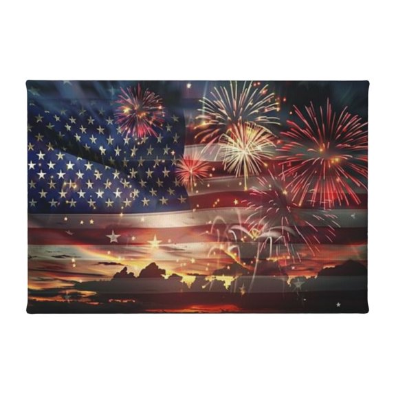 8x12 inch Star Spangled Banner & Fireworks Oil Paintings On Canvas,Rustic Villa Home Living Room,Bedroom Wall Decor Canvas Poster,Enchanting Fireworks & Star Spangled Banner Painting Prints