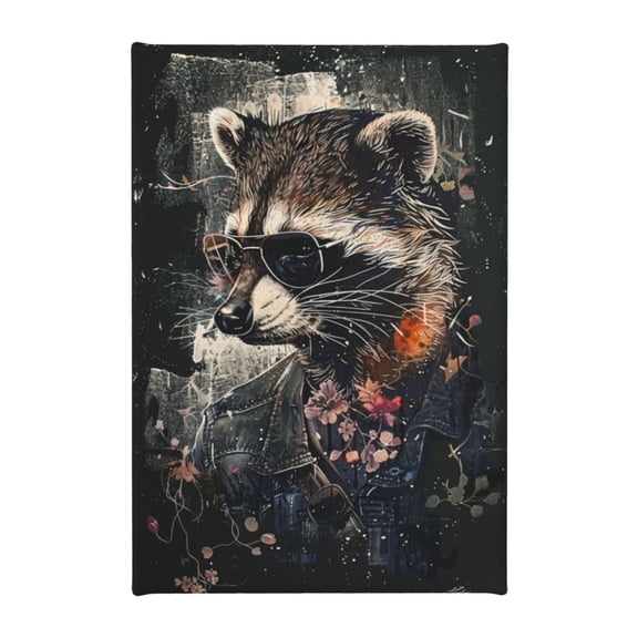 8x12 inch Sunglasses Raccoon Canvas Frameless Picture,Home Bedroom,Living Room,Study,Lounge Wall Art Prints Poster,Gift For Sunglasses Lovers,Charm Sunglasses Raccoon Modern Style Painting