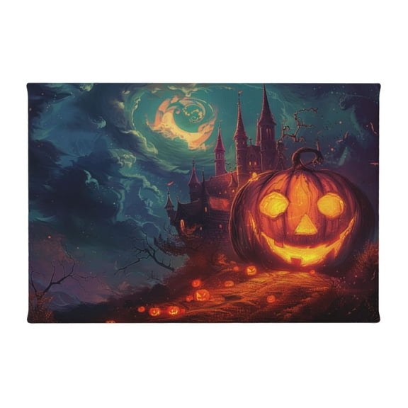 8x12 inch Vintage Castle Pumpkin Head Canvas Frameless Painting,Man Cave,Kitchen,Lounge,Bedroom Decor Oil PaintingWall Art,Modern Style Pumpkin Head Art Oil Painting Canvas,For Cafe,Bedroom