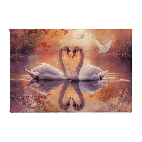 8x12 inch White Swan Is In The Lake Canvas Hanging Picture,Farmhouse Home Bathroom,Study,Bedroom Wall Art Prints Decor Painting,Charm White Swan Is In The Lake Modern Style Hanging Picture