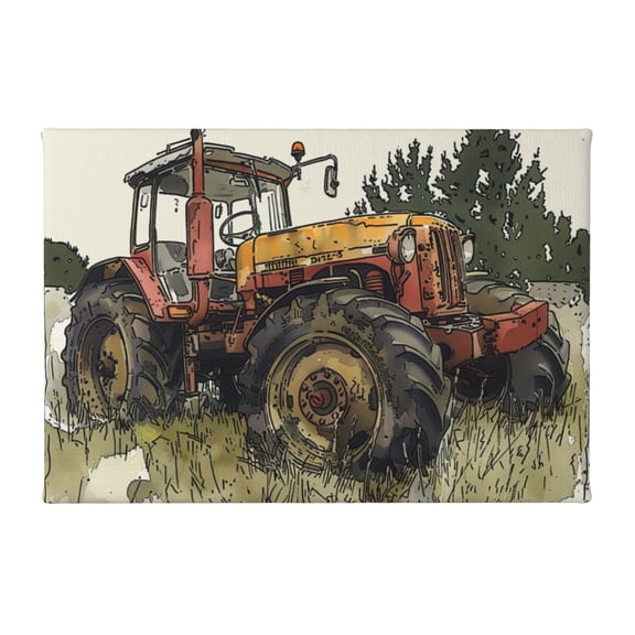 8x12 inch Yard Wall Art Rustic Decor Retro Tractor Canvas Painting,Pastoral Home Yard Fence Wall Decoration Prints,Farmhouse Kitchen,Living Room Wall Hanging Decor Art Hanging Picture Gift