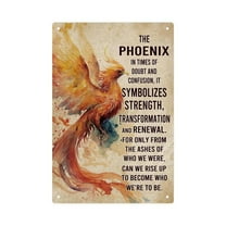 8x12inch Vintage Phoenix Pattern Metal Tin Sign, 1 Count Creative Wall Art Decor, Wall Decor for Home Living Room Bedroom Office Study Room
