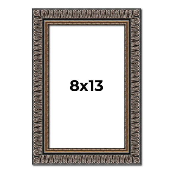 8x13 Frame Black Feather Payton Ornate Solid Wood Picture Frame Width 1.75 Inches | Interior Depth