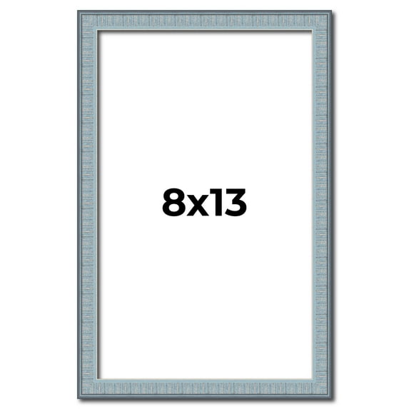 8x13 Frame Blue Scuffed Farm Board Solid Wood Picture Frame Width 0.75 Inches | Interior Depth 0.5