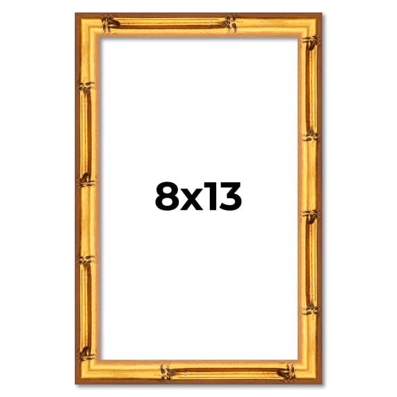 8x13 Frame Gold Bamboo Solid Wood Picture Frame | 1 Inch Moulding Width | Interior Frame Depth 0.75