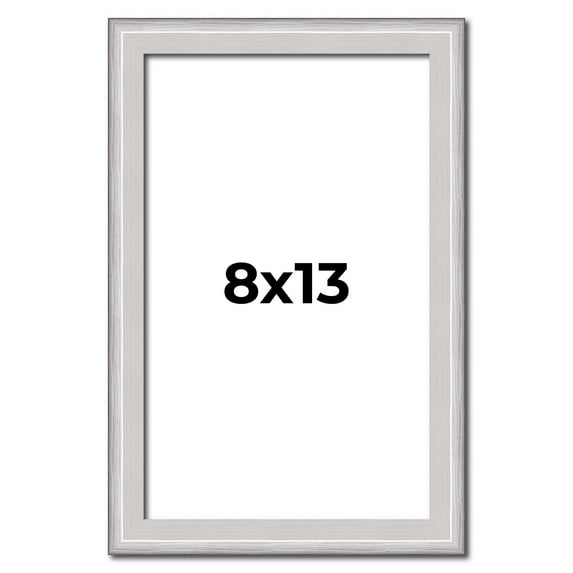 8x13 Frame Silver Inner Slope Bevel Picture Frame | 1 Inch Moulding Width | 0.75 Inch Rabbet Depth