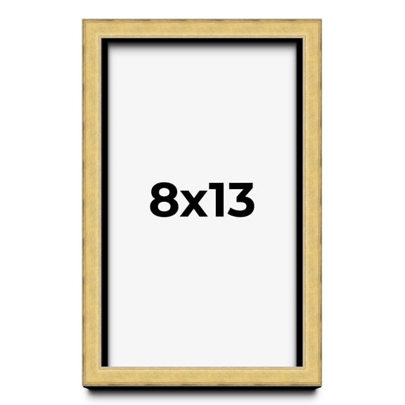 8x13 Shadow Box Frame Gold | 1.375 Inches Deep Real Wood Contemporary Shadowbox Display Frame | UV