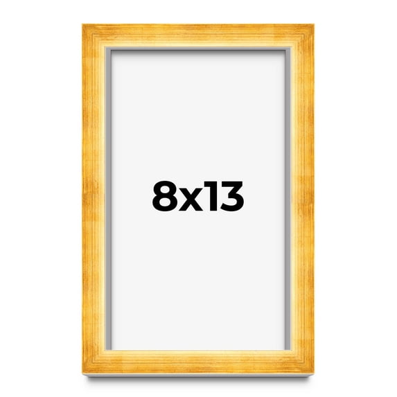8x13 Shadow Box Frame Gold | 1.625 Inches Deep Real Wood Traditional Shadowbox Display Frame | UV
