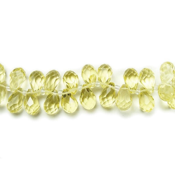 8x13mm 50 Beads Lemon Glass Faceted Briolette Beads Genuine Gemstone Natural Jewelry Making