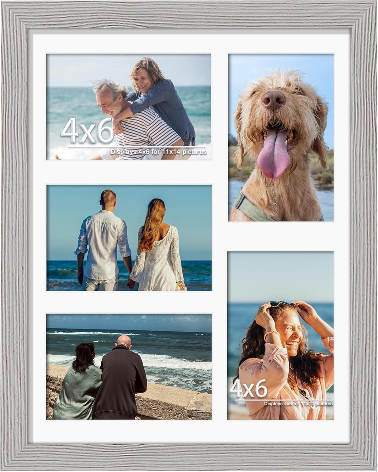 Cocktailes Reception Frame 8x14 Collage Frame For 3 4x6 Photos Pink Grey,11x14 - Walmart.com