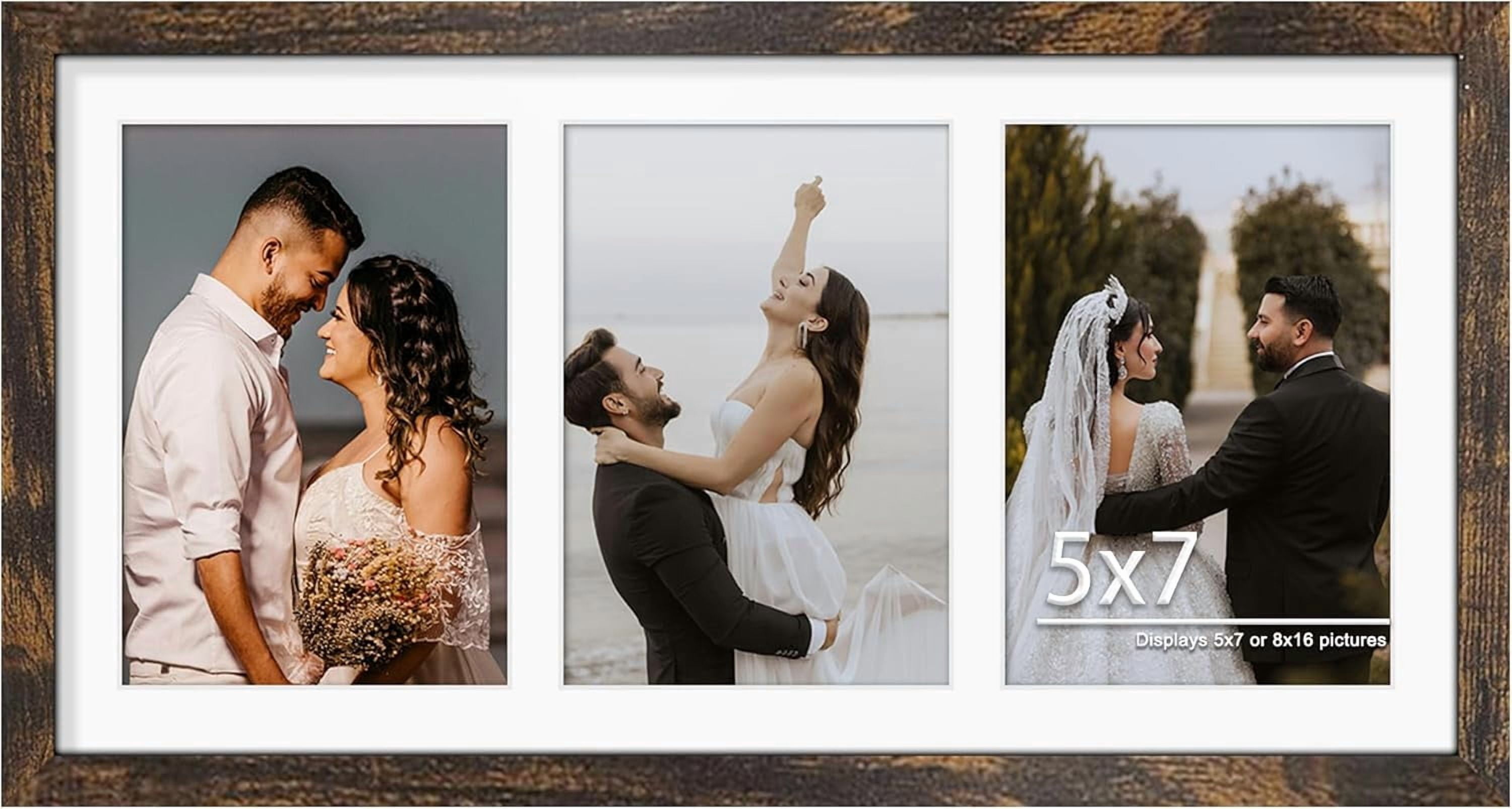 8x14 Collage Frame For 3 4x6 Photos White Brown,8x16（5x7 opening ...
