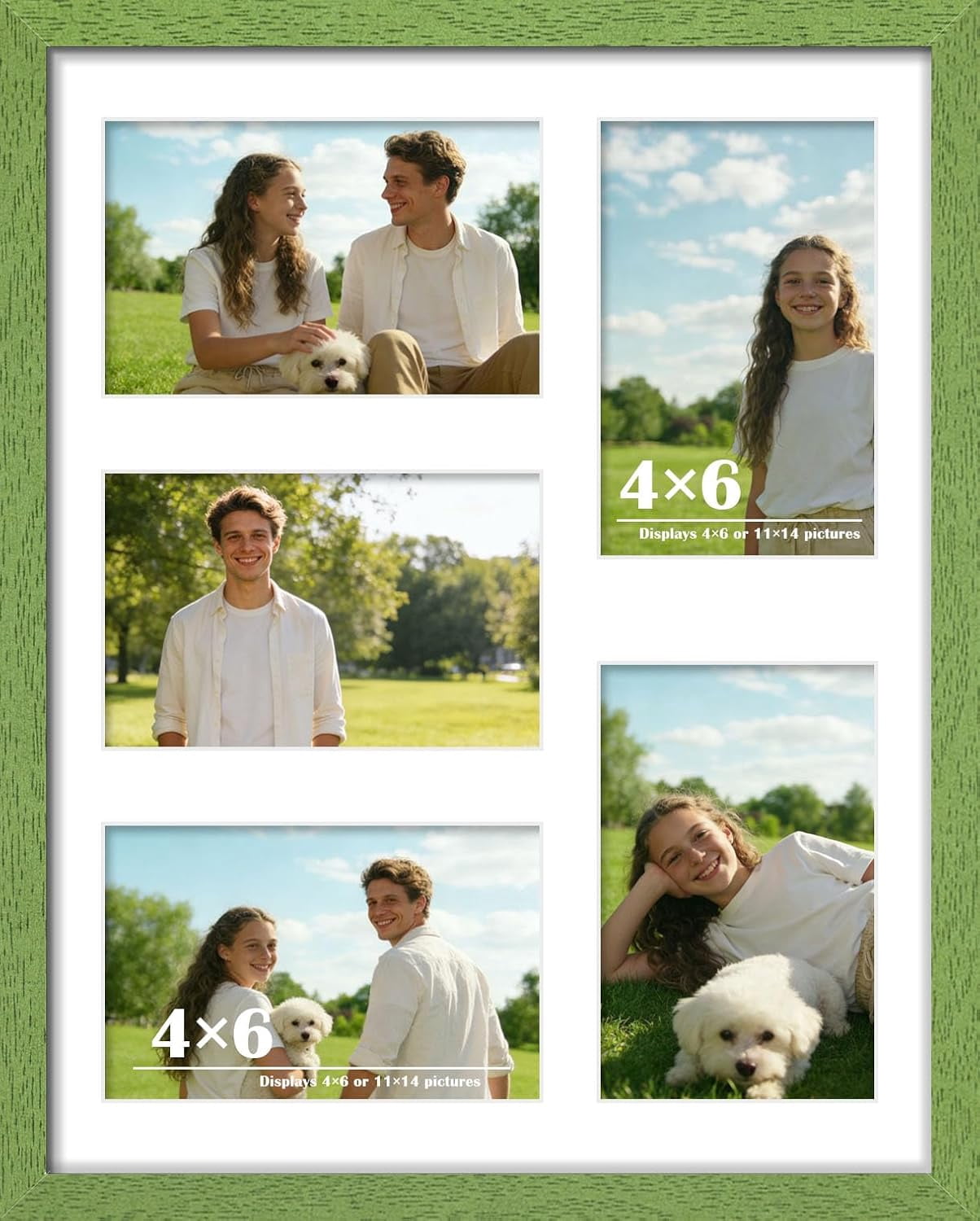 Green Collage Design 8x14 Collage Frame For 3 4x6 Photos White Green,11x14 - Walmart.com