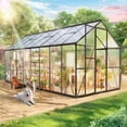 thumbnail image 1 of 8x14 FT Greenhouse for Outdoors, NEORIVER Quick Assembly Polycarbonate Green House with UV Protection, Heavy-Duty Windproof Aluminum Frame, Adjustable Roof Vent – for Backyard, Garden or Patio, 1 of 8