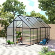 8x14ft Greenhouse for Outdoors, Enhanced Aluminum Frame Greenhouse with Roof Vent, Large Walk-in Green House for Garden Backyard