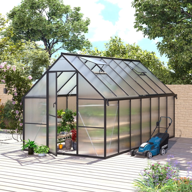 8x14ft Greenhouse for Outdoors, Enhanced Aluminum Frame Greenhouse