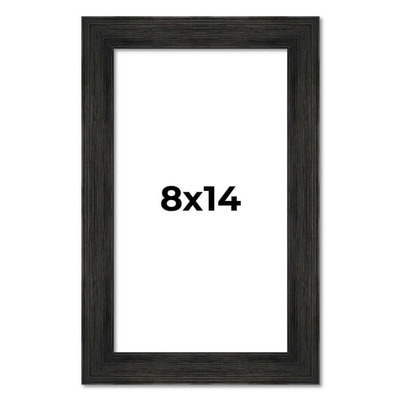 8x14 Frame Black Rustic Barnwood Solid Wood Picture Frame | 1.5 Inch Moulding Width | Includes UV