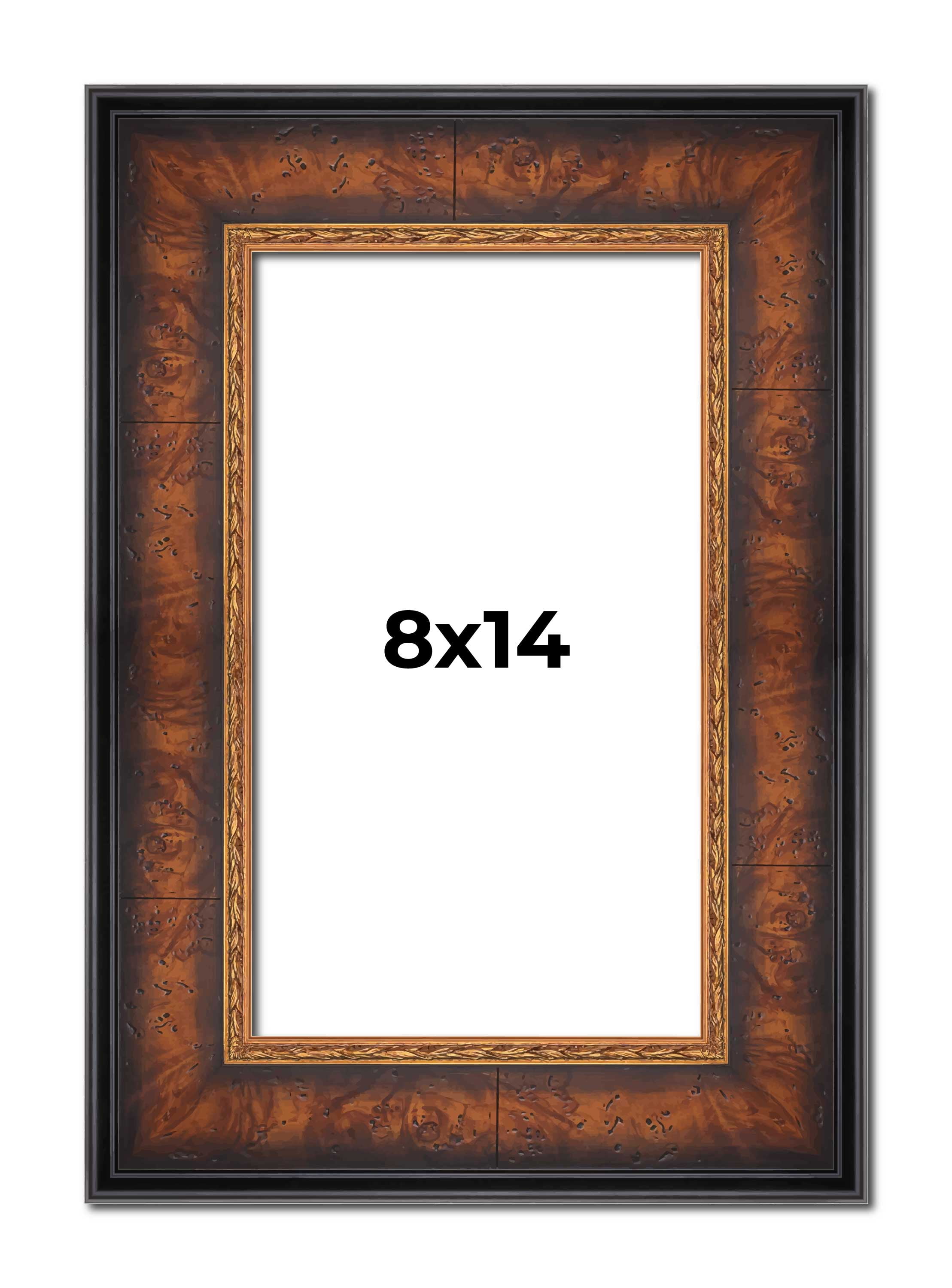 8x14 Frame Brown Walnut Gold Ornate Trim Solid Wood Plein Air Picture ...