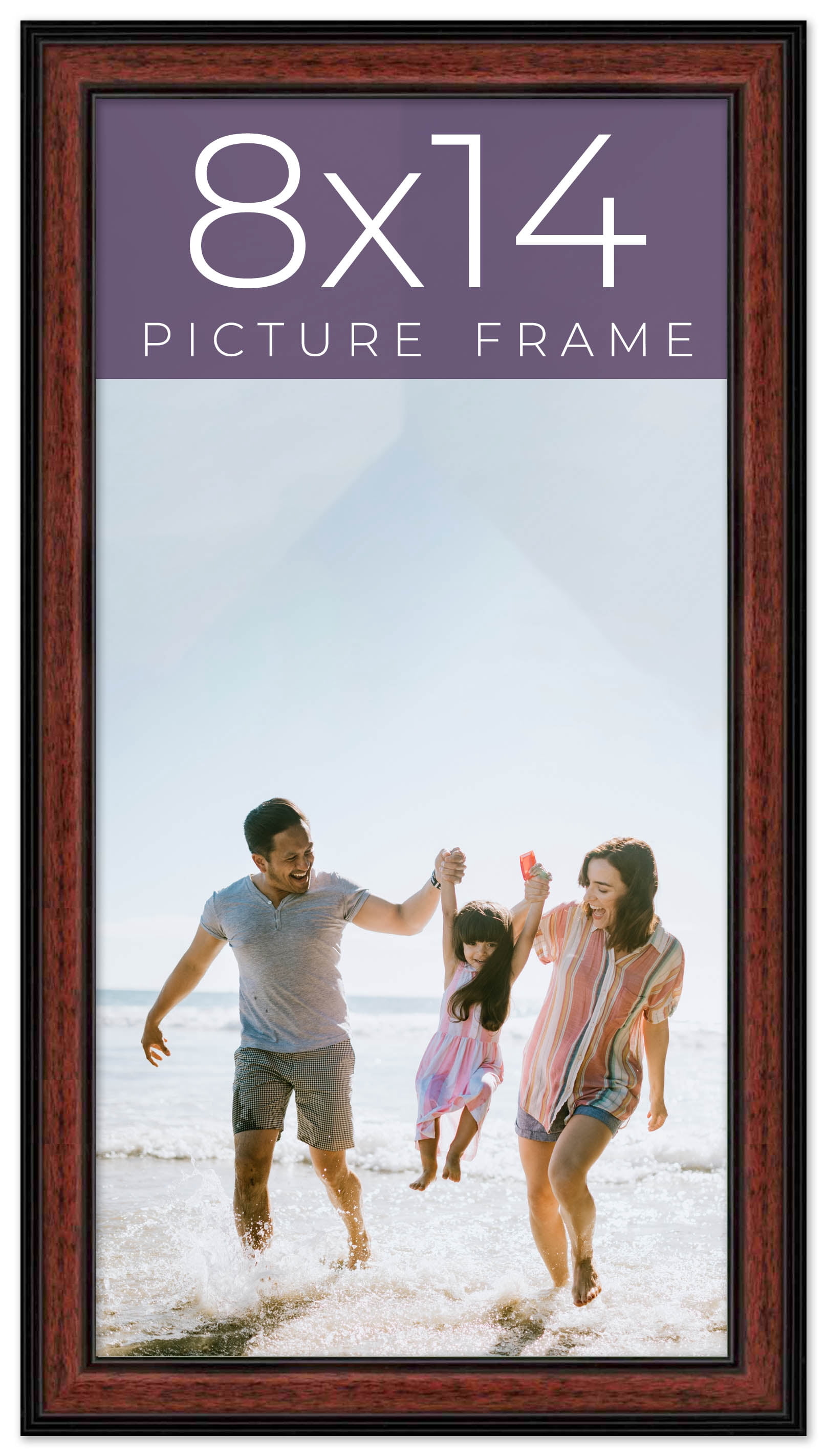 8x14 Frame Executive Brown Round Mahogany Finish Solid Wood Picture ...