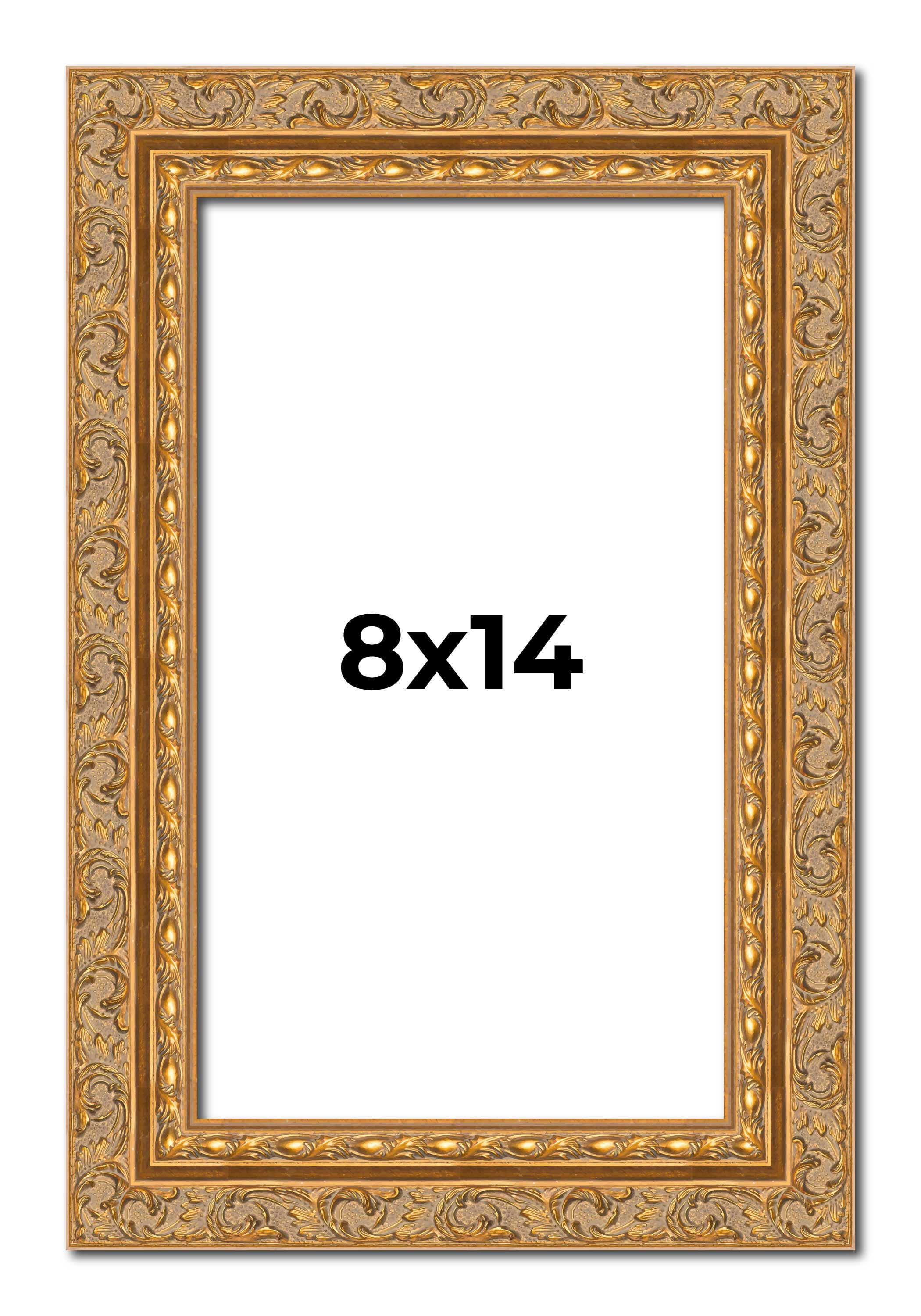 8x14 Frame Gold Ornate Solid Wood Picture Frame | 2 Inch Moulding Width ...