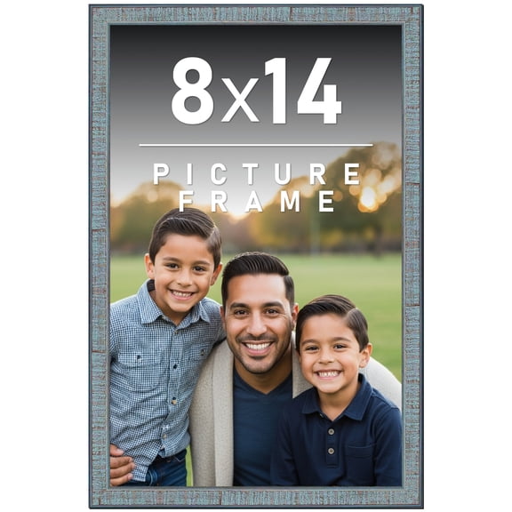 8x14 Frame Rustic Sky Blue Solid Wood Picture Frame | 0.75 Inch Moulding Width |Includes UV Acrylic