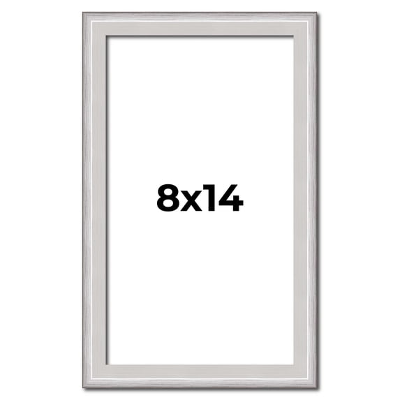 8x14 Frame Silver Inner Slope Bevel Picture Frame | 1 Inch Moulding Width | 0.75 Inch Rabbet Depth