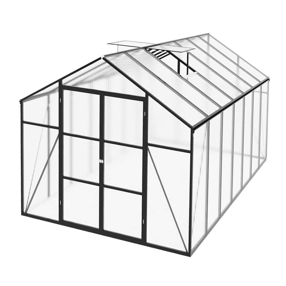 8x14FT Aluminum Greenhouse-Ample Height for Mature Plants & Tool ...