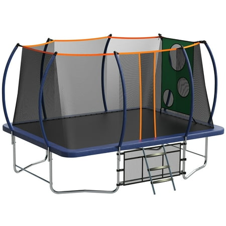 8x14ft Rectangle Trampoline, Segmart 1600LBS Weight Capacity Trampoline for Adult Kids, Outdoor Rectangle Trampolines for Backyard, Large Gymnastics Trampolines with Enclosure Net & Football Target