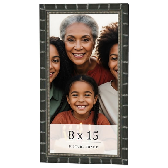8x15 Frame Black Bamboo Solid Wood Picture Frame Width 1.5 Inches | Interior Frame Depth 0.5 Inches