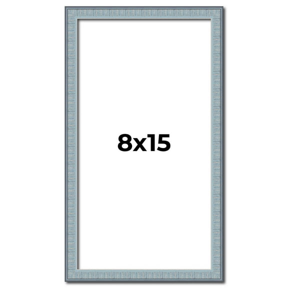 8x15 Frame Blue Scuffed Farm Board Solid Wood Picture Frame Width 0.75 Inches | Interior Depth 0.5
