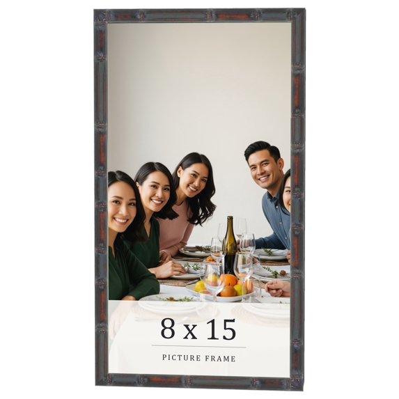 8x15 Frame Brown Bamboo with Dark Coffee/Walnut Finish | Solid Wood Picture Frame Width 0.75 Inches